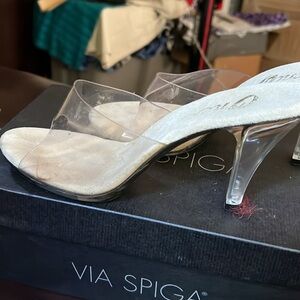 Onex Clear Slide in High Heeled Sandals Sz 8. NEW